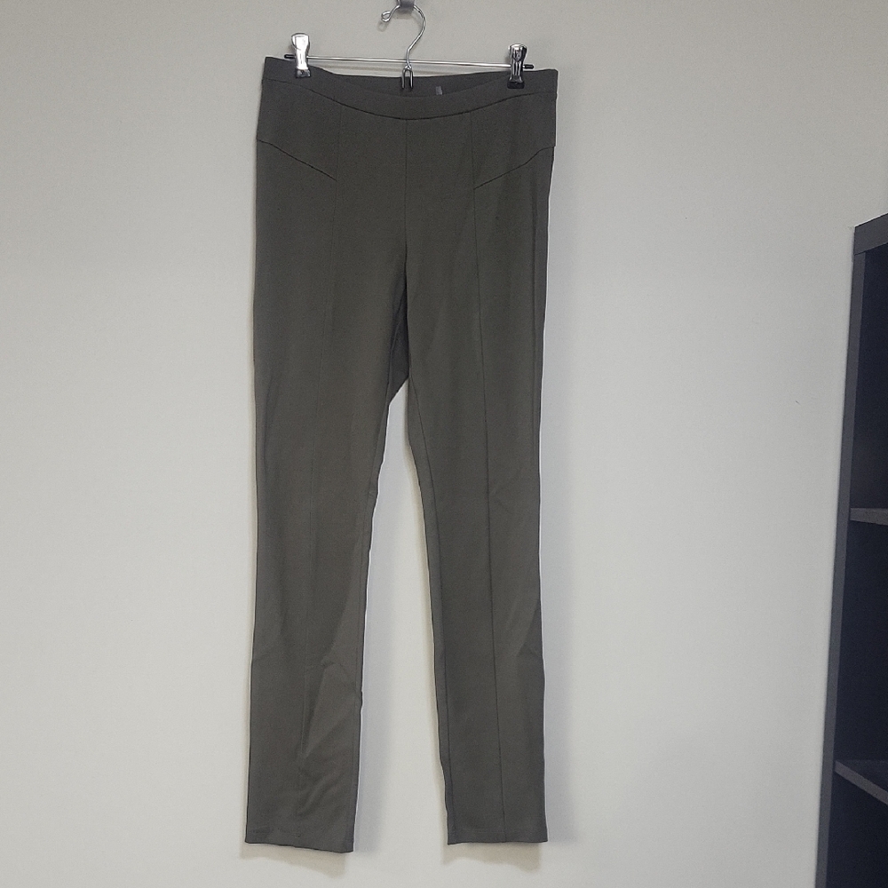 NIC+ZOE Perfect Ponte Green Rayon Nylon Pull-On Pants